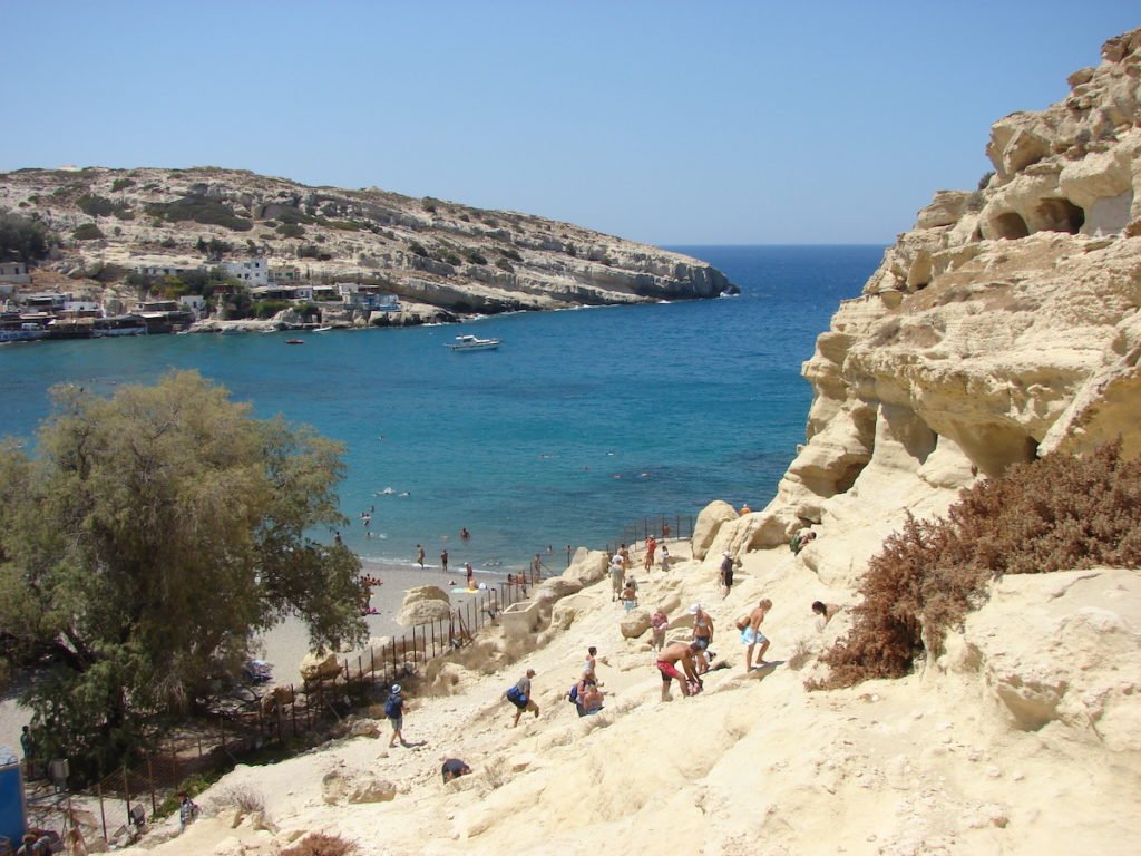 Caves of Matala beach, one the best in Crete