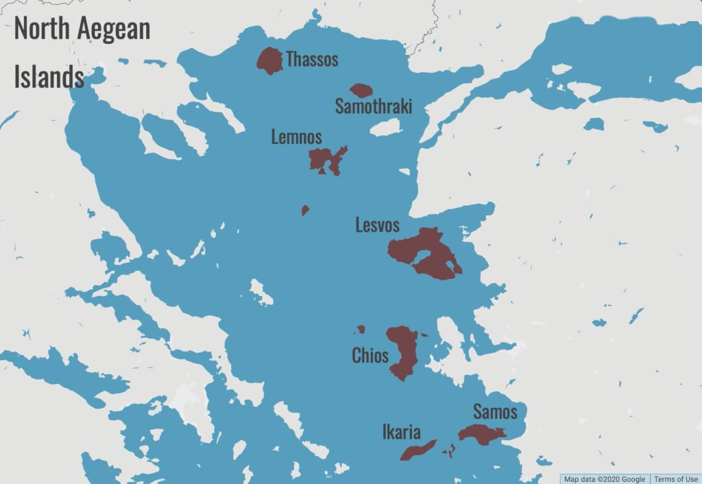 Map of North Aegean Islands