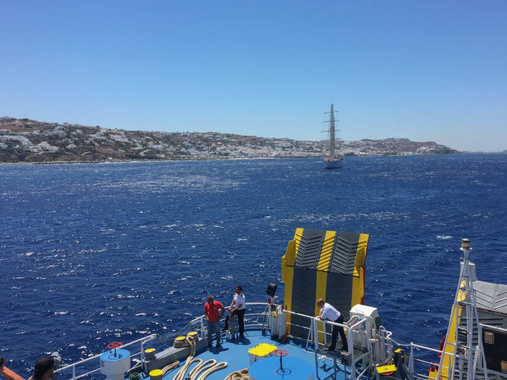 Greek island hopping on board a ferry