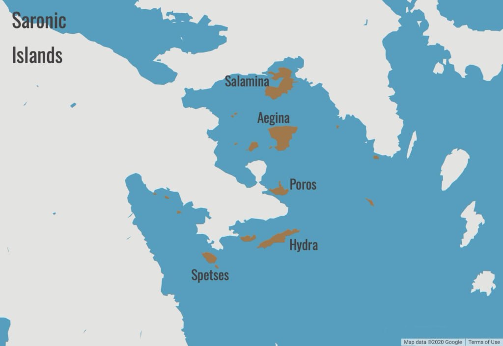 Map of Saronic islands